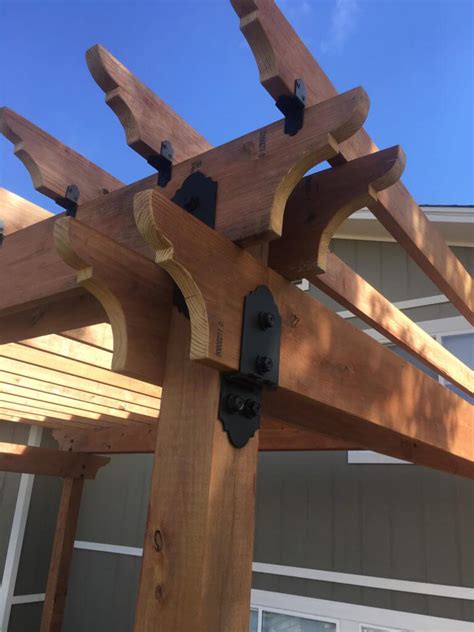 metal arbor brackets|metal brackets for wood pergola.